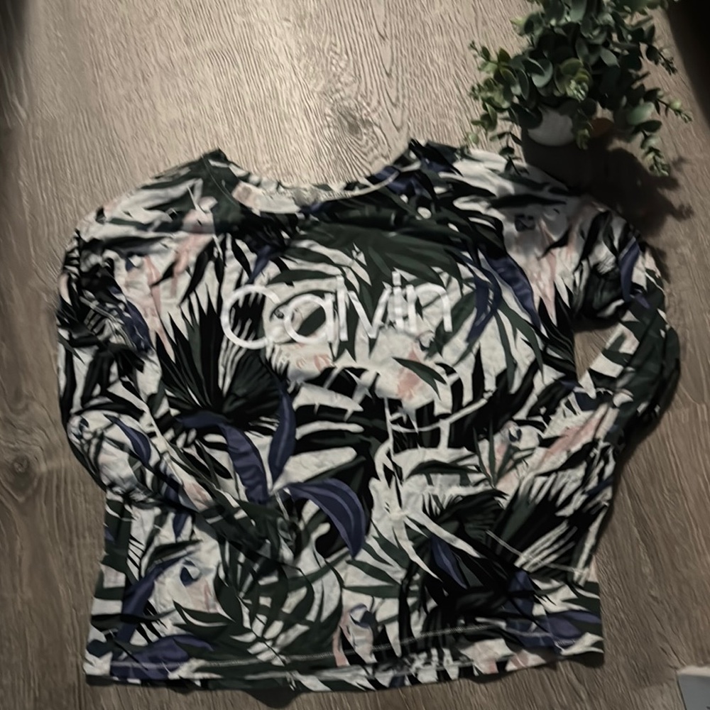 Calvin Klein Black and White Graphic Fitted Hoodie